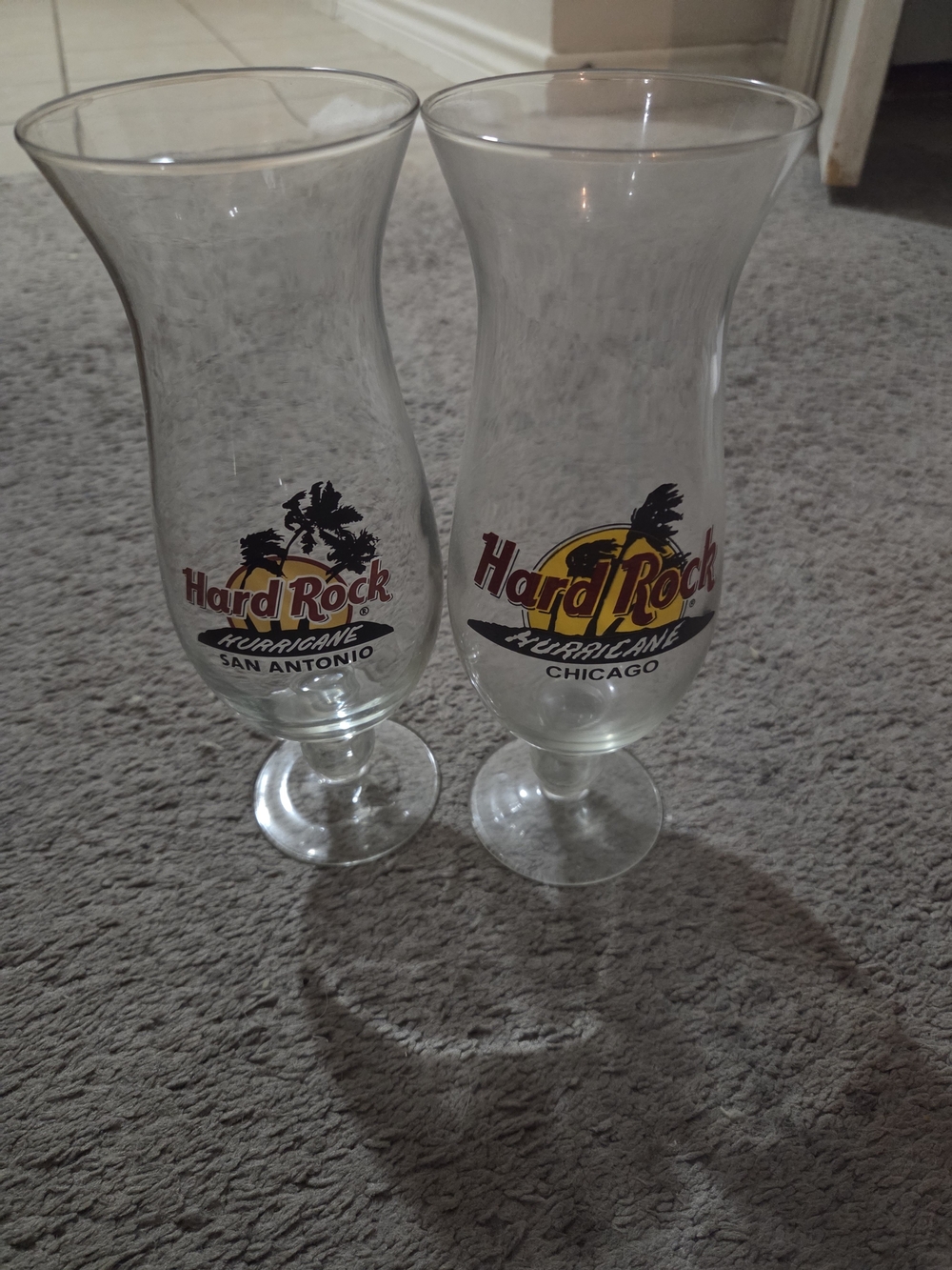 Hard Rock Cafe Clear Hurricane Glasses San Antonio And Chicago